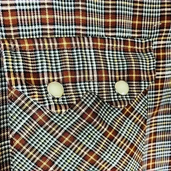 Vintage Dee Cee Western Plaid Sawtooth Shirt Pearl Snap Long Sleeve 15-32 - Picture 5 of 14